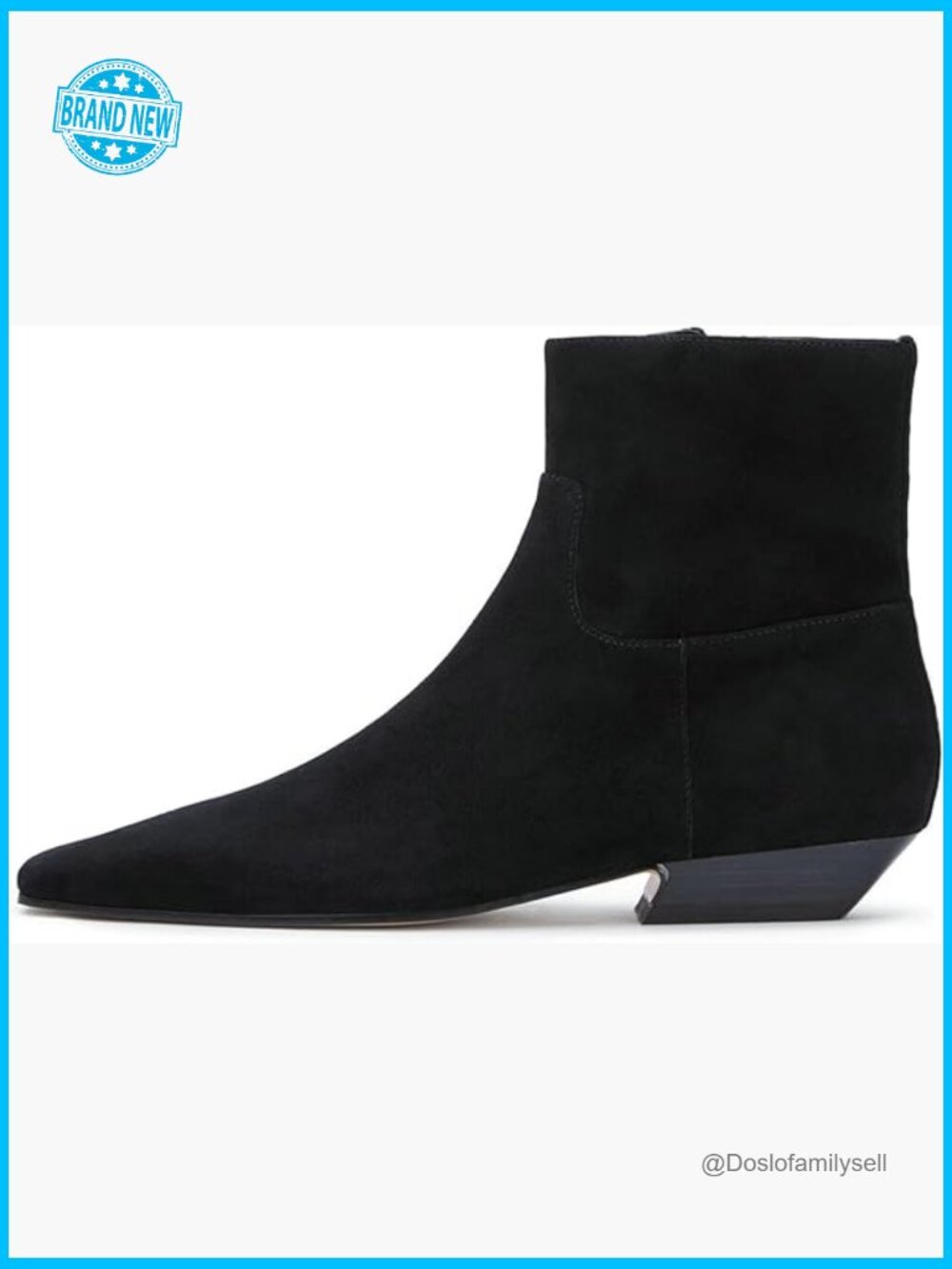 Square Toe Ankle Boots Low Heel Booties Side Zip Short Boots Comfortable